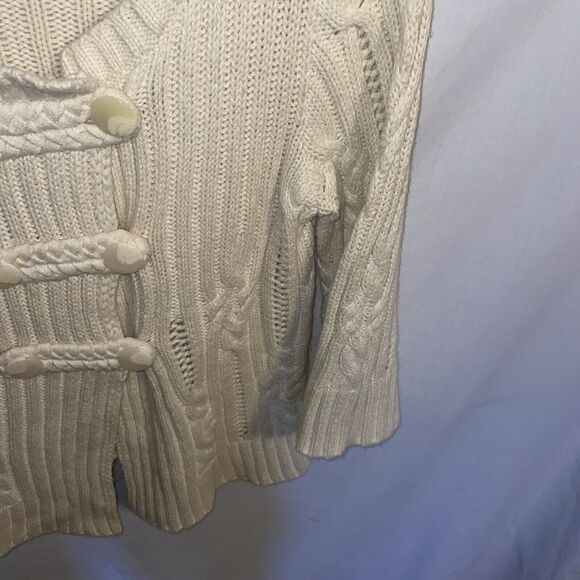 Heather B Women’s Cable Knit Sweater Size Medium Ivory Going Out Party 3/4 Slv - Picture 7 of 12